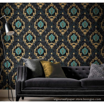 Luxury Damask Vinyl Wallpaper For Living Room Wallcovering